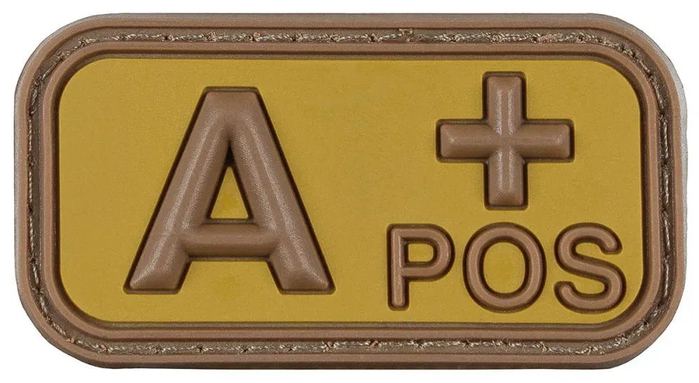 Klettabzeichen, braun-khaki, Blutgruppe 