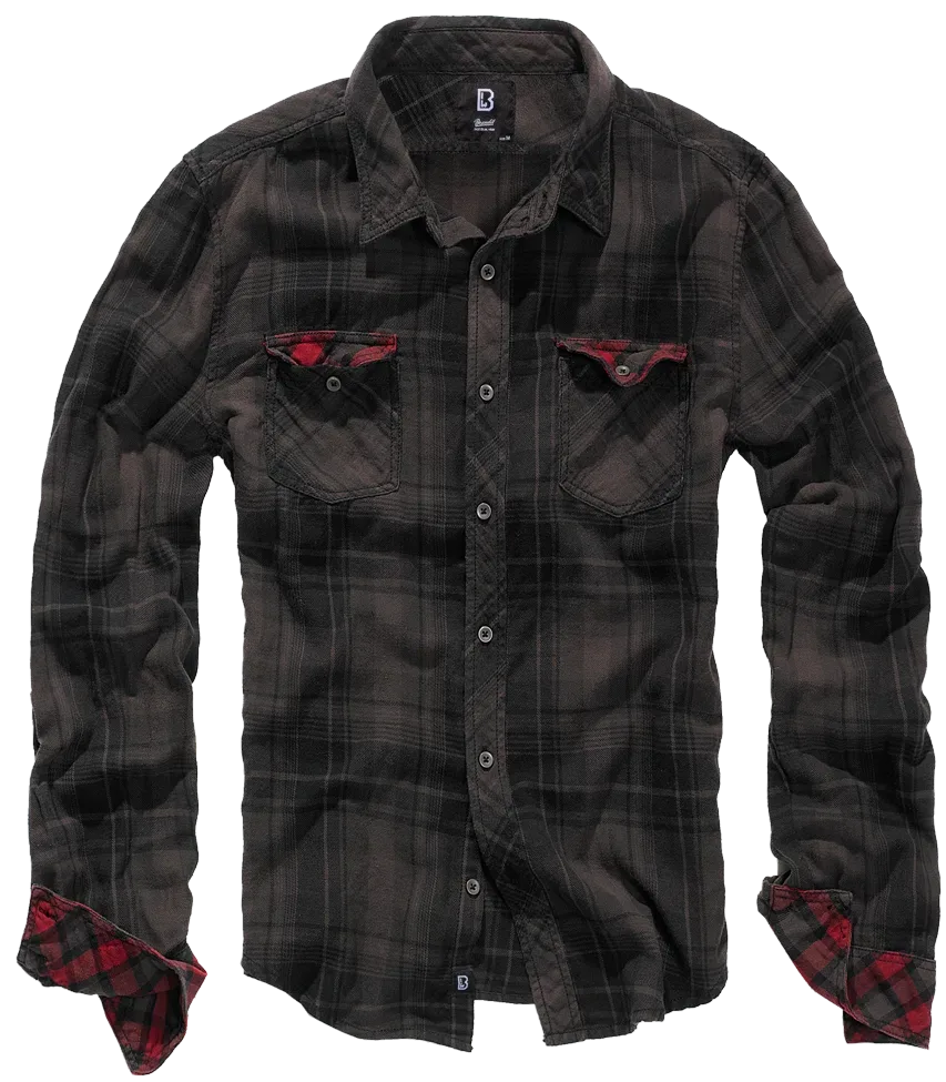 Brandit - Duncan Check Shirt Long Sleeve brown-black