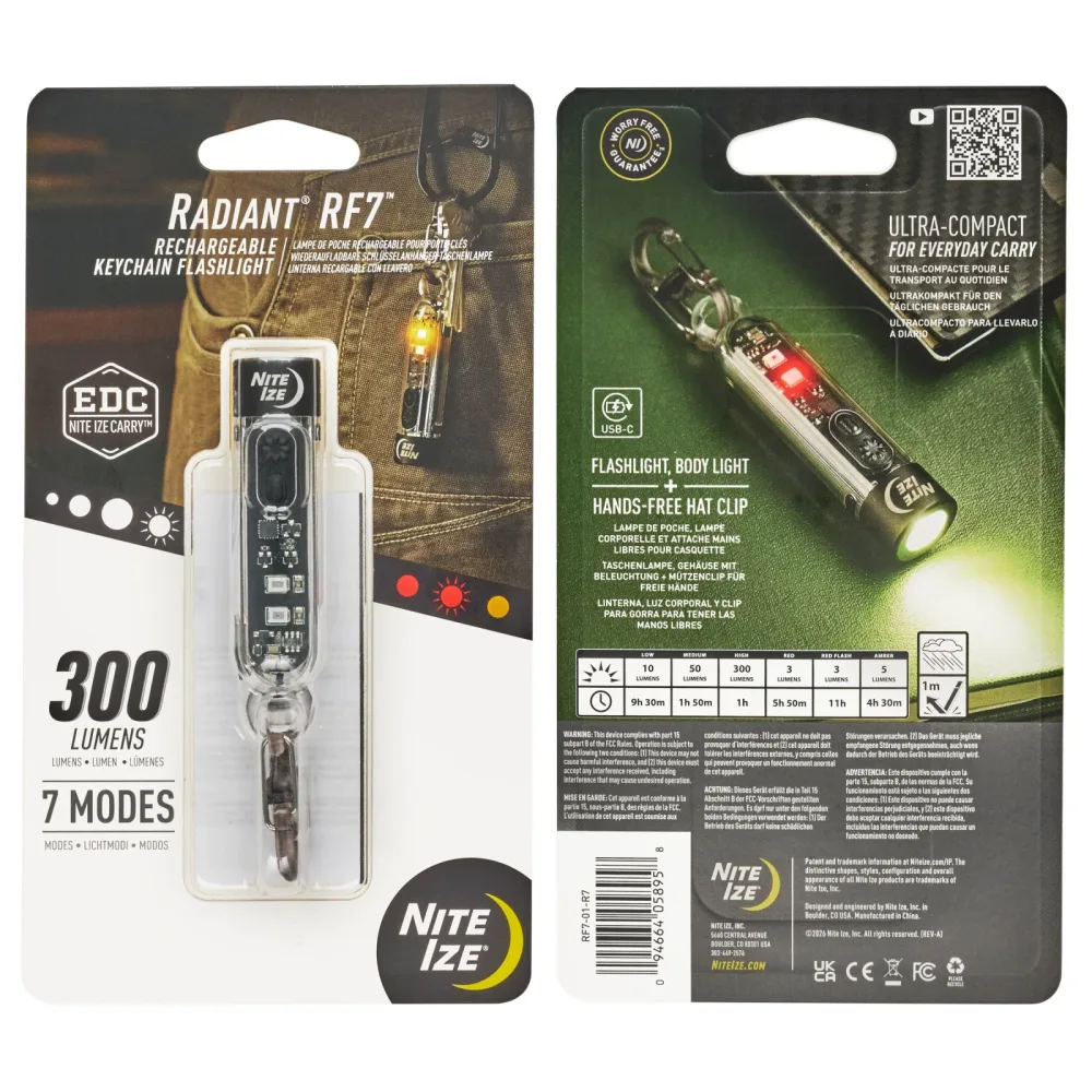 Nite Ize - LED mini Taschenlampe Radiant® RF7™ Rechargeable Keychain Flashlight (300 Lumen)