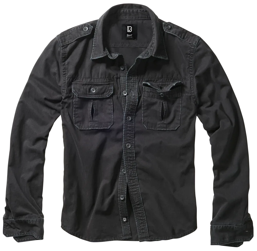 Brandit - Vintage Shirt Long Sleeve black