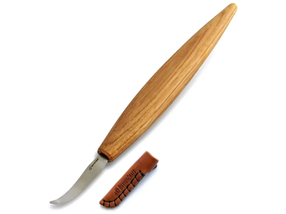 BeaverCraft - SK4S Löffelschnitzmesser mit offener Kurve inkl. Lederscheide