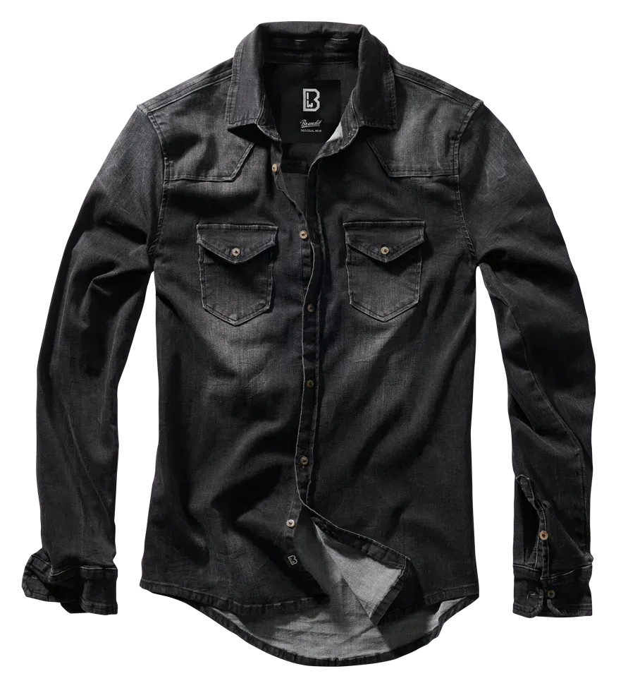 Brandit - Riley Denim Shirt Long Sleeve black