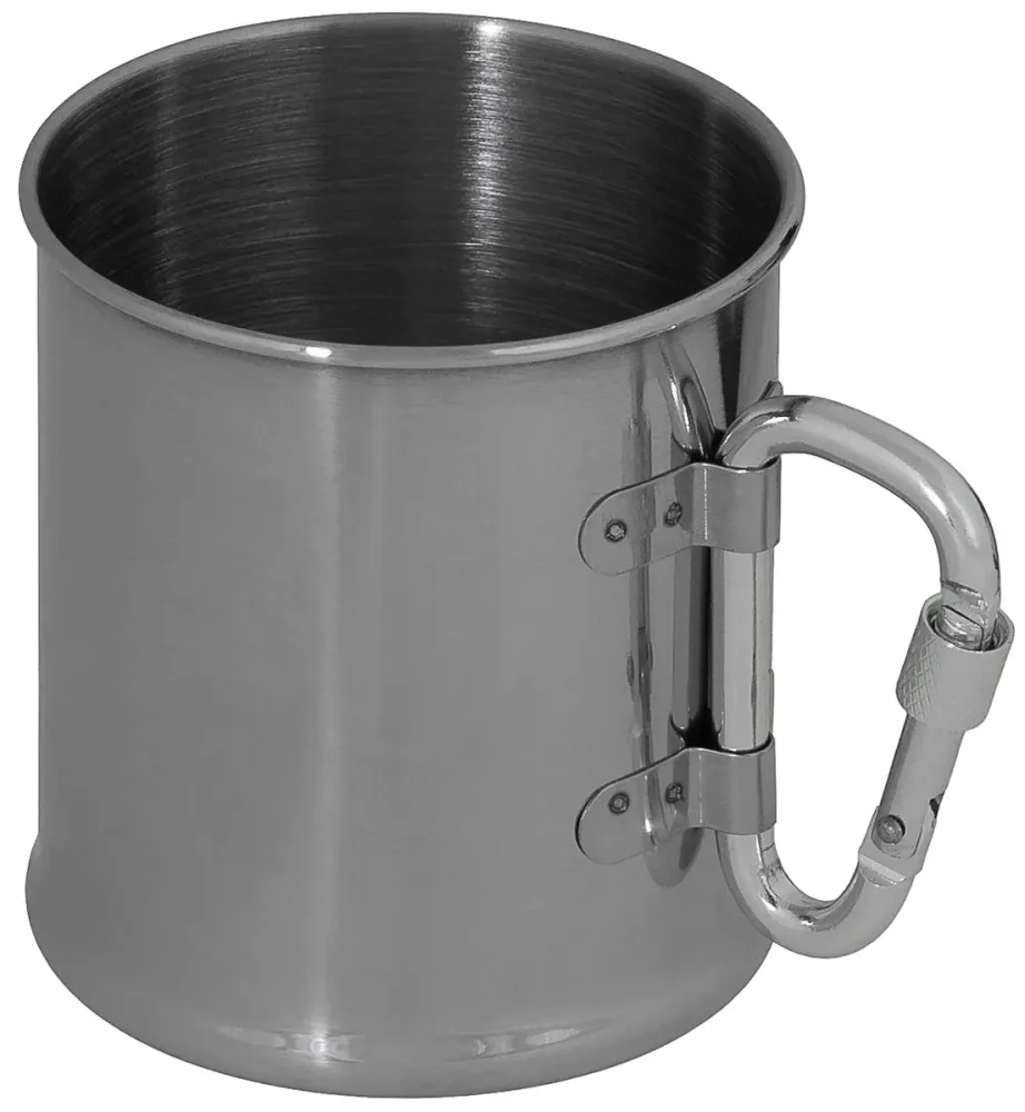 Tasse, Edelstahl, Karabiner, einwandig, ca. 220 ml