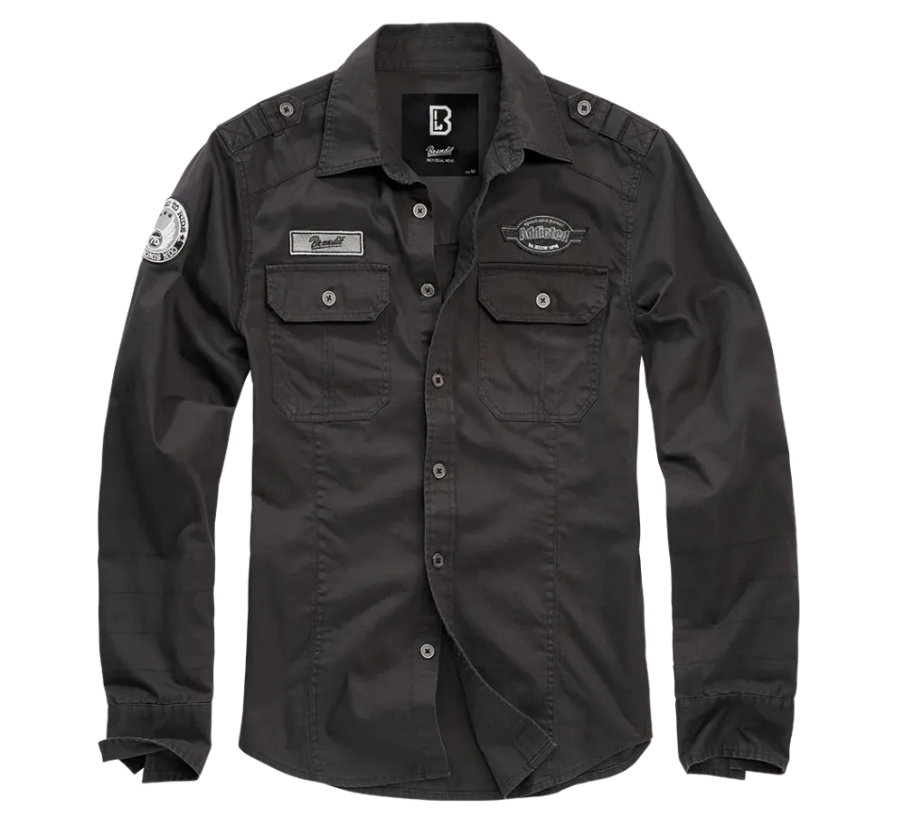 Brandit - Luis Vintage Shirt Long Sleeve black