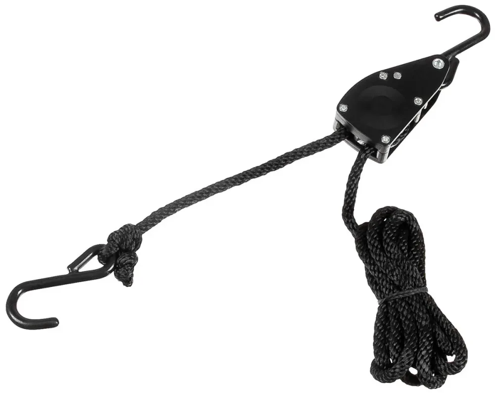 Spannseil, 6 mm, 2 Meter, mit Ratschensicherung, schwarz