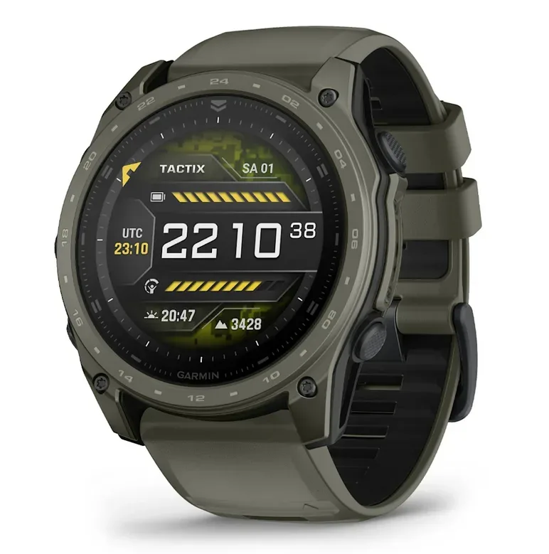 Garmin - tactix® 8 – 51 mm, AMOLED, Cerakote®-Beschichtung oliv mit Quickfit® Silikon- Armband 26mm