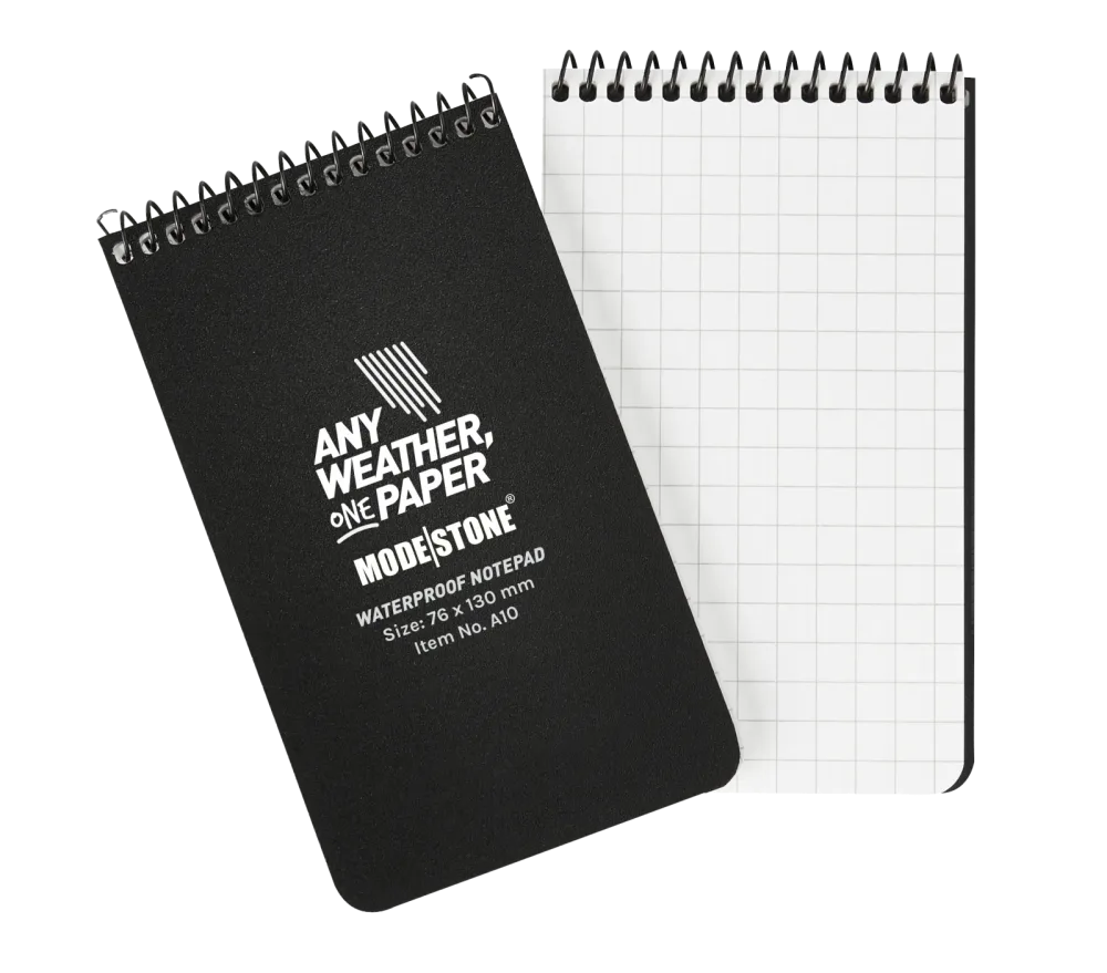Modestone - Wasserfester Notizblock 76x130mm, 50 Blatt (schwarz)