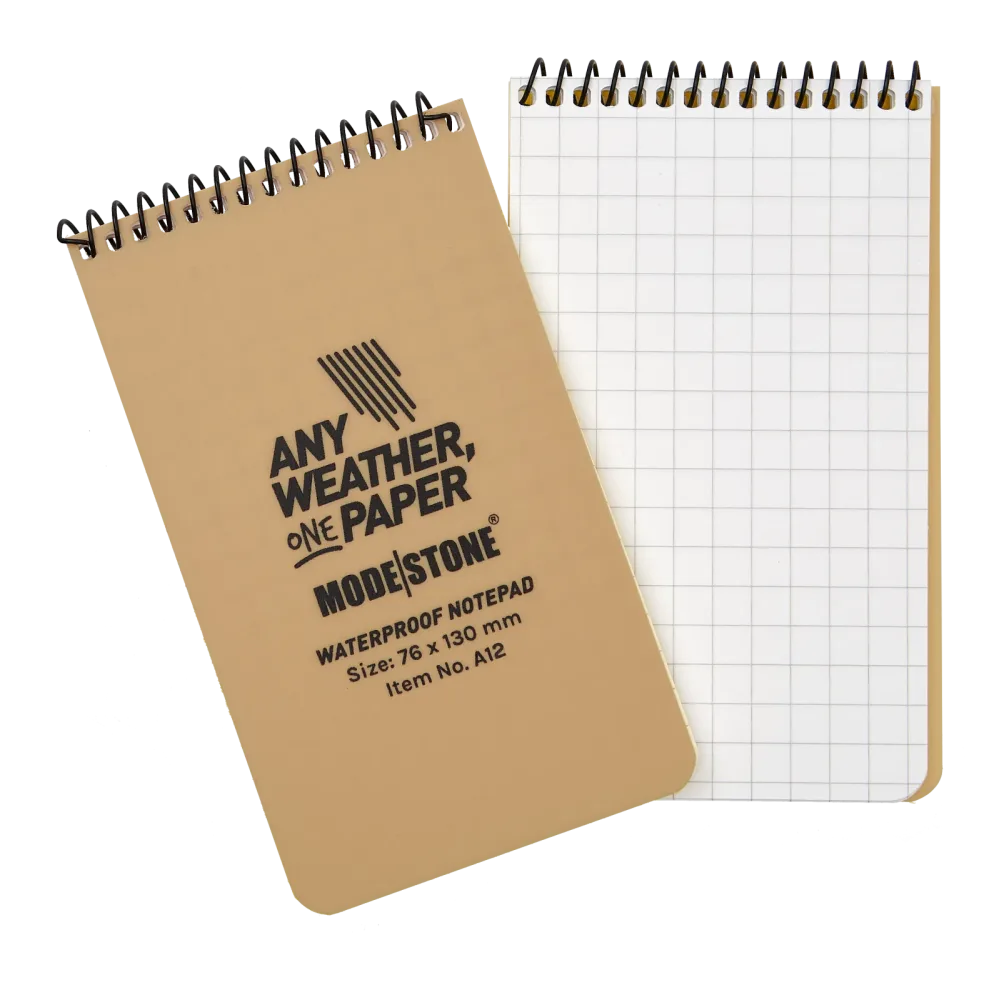 Modestone - Wasserfester Notizblock 76x130mm, 50 Blatt (tan)