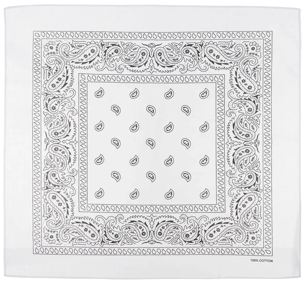Bandana, weiss-schwarz, ca. 55 x 55 cm, Baumwolle