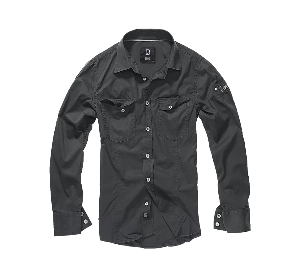 Brandit - Slim Fit Shirt Long Sleeve black