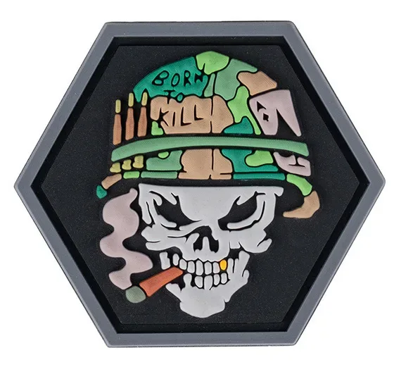 Klettabzeichen Hexagon skull Vietnam ace - color