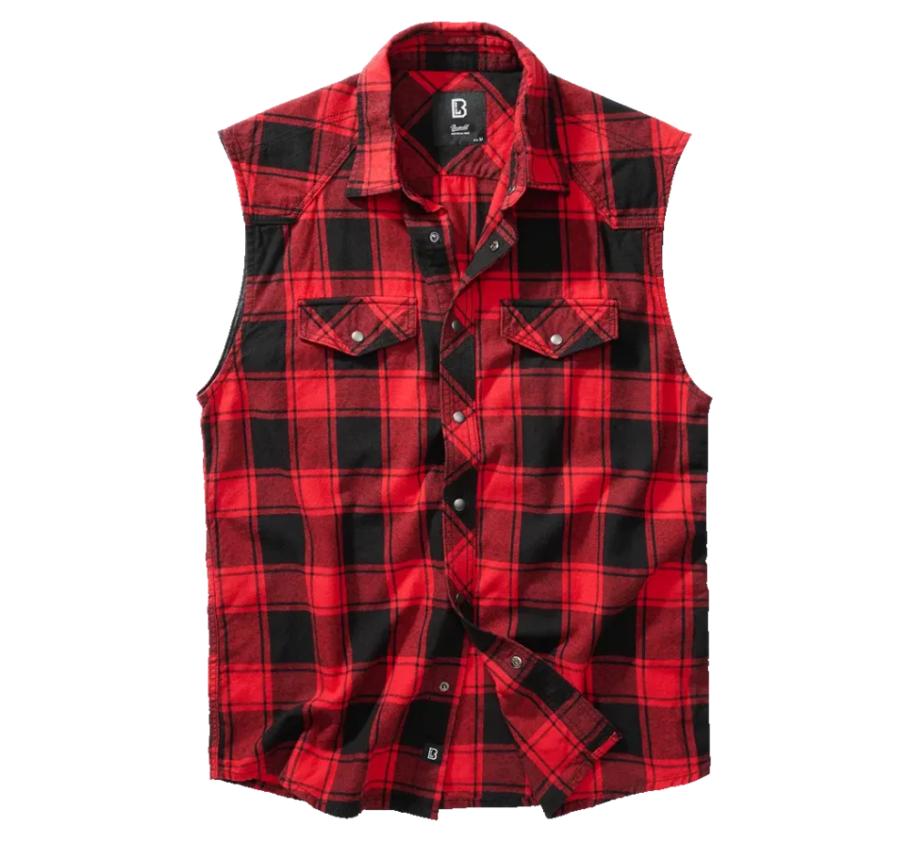 Brandit - Check Shirt Sleeveless red/black