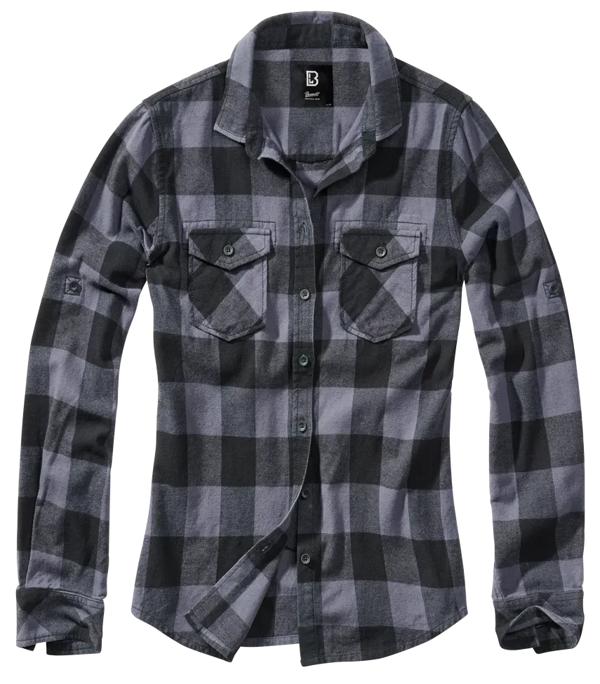 Brandit - Women Amy Flannel Shirt Long Sleeve black/grey