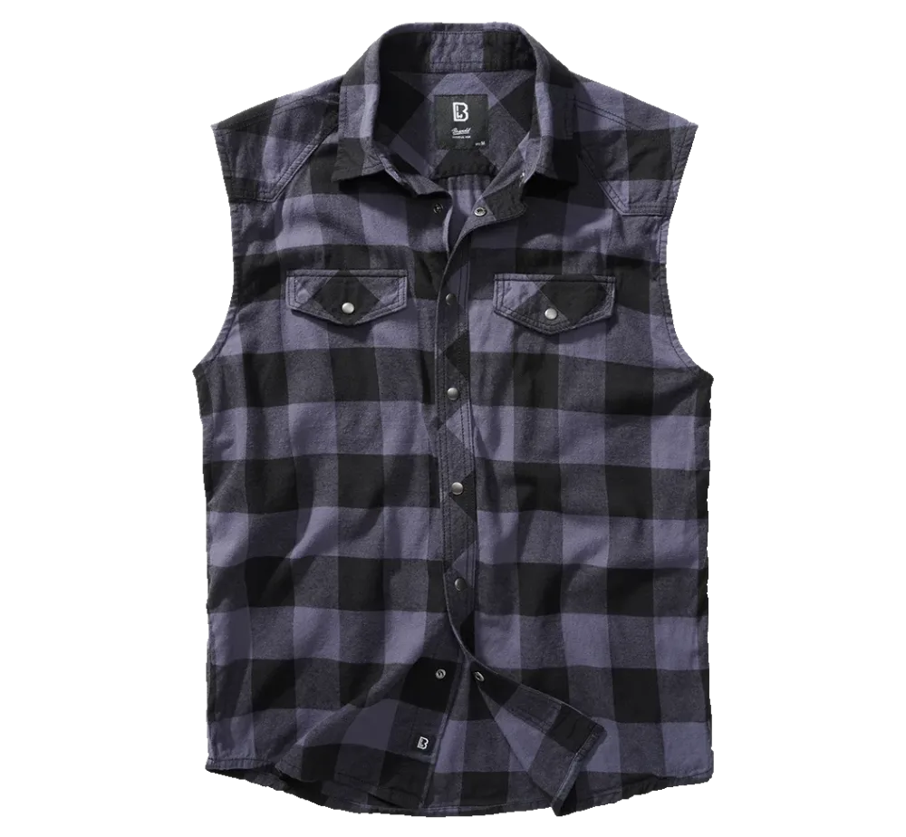 Brandit - Check Shirt Sleeveless black/grey