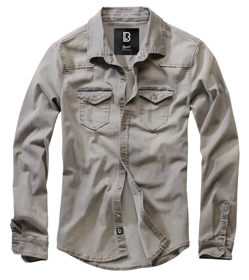 Brandit - Riley Denim Shirt Long Sleeve grey denim