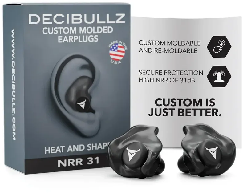 Decibullz - Custom Molded Earplugs Gehörschutzstöpsel schwarz (SNR=27db)