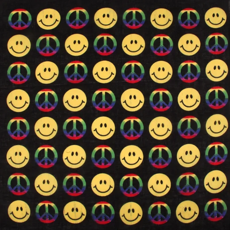 Bandana, smiley & peace, Gr. 55 x 55 cm, Baumwolle