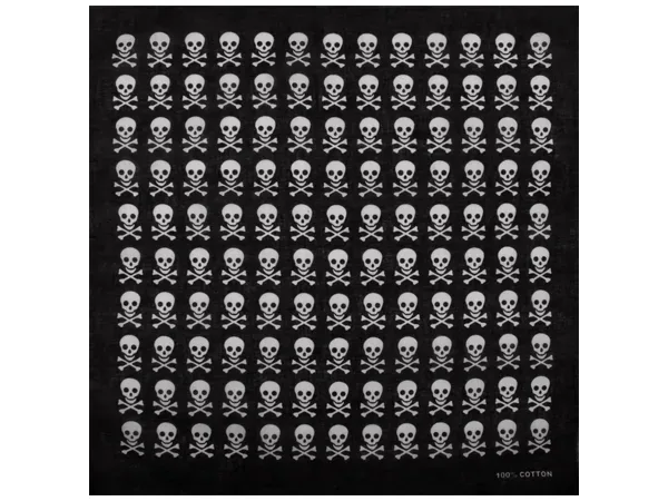 Bandana, Totenköpfe schwarz-weiss, Gr. 55 x 55 cm, Baumwolle