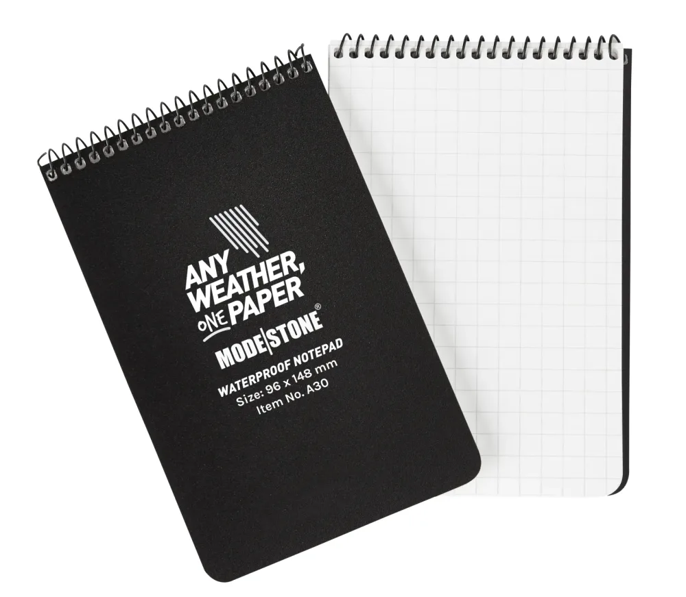 Modestone - Wasserfester Notizblock 96x148mm, 50 Blatt (schwarz)