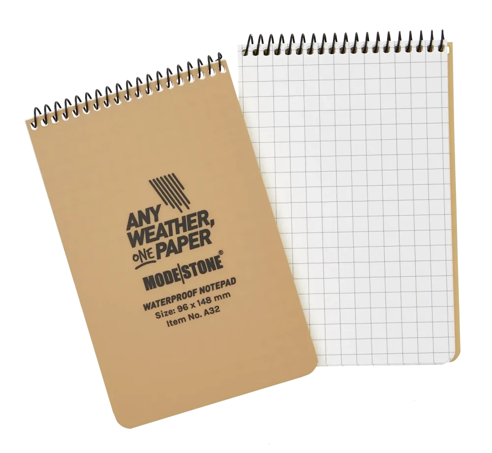 Modestone - Wasserfester Notizblock 96x148mm, 50 Blatt (tan)