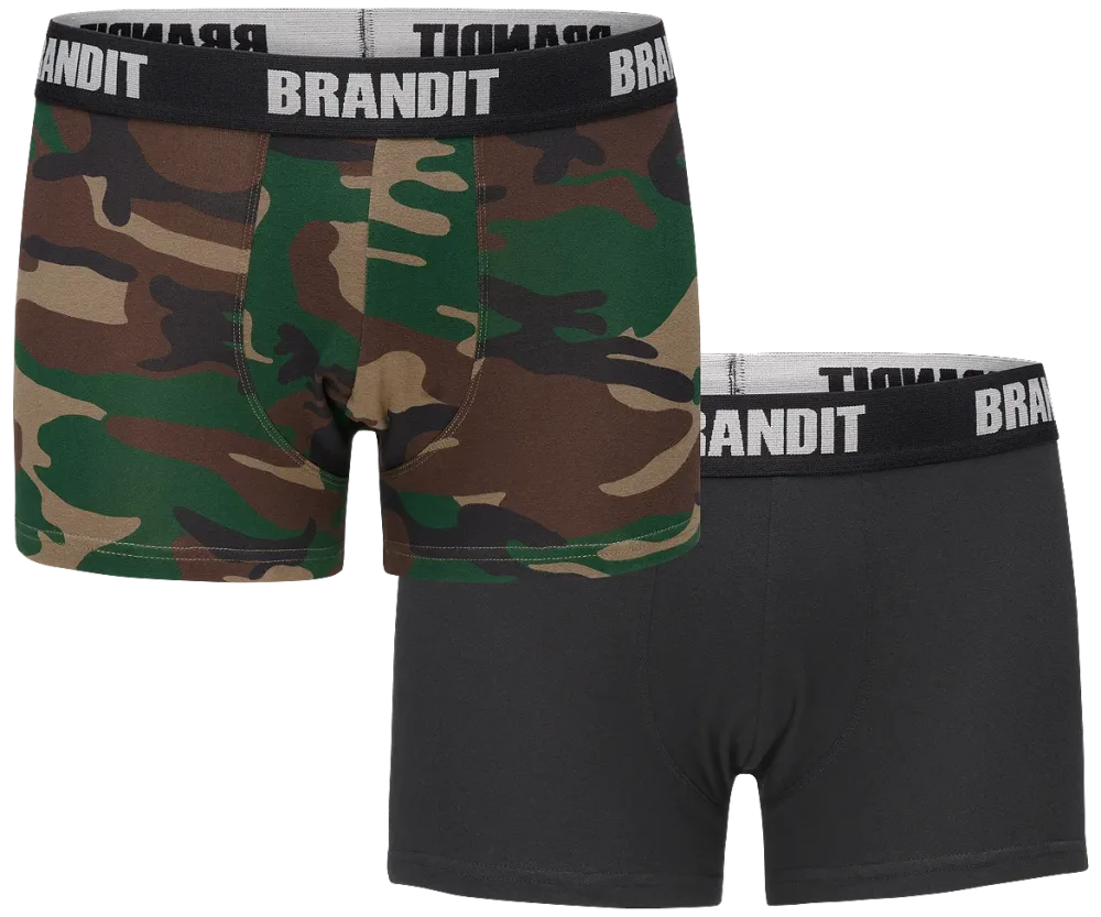 Brandit - Boxer Shorts Logo 2 Pack woodland-black