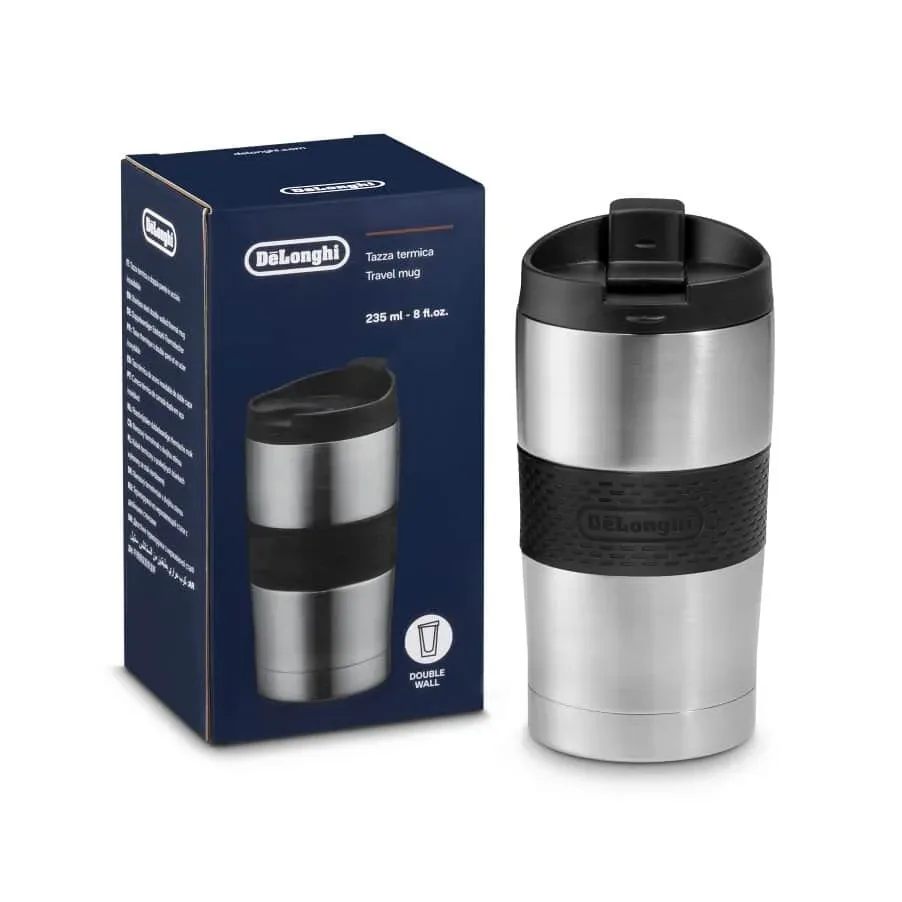 De'Longhi Delonghi Doppelwandiger Reisebecher aus Edelstahl, 235 ml DLSC074