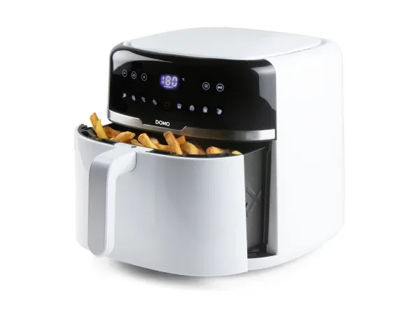 DOMO DO1148FR Heißluft-Fritteuse 8 l Überhitzungsschutz, Timerfunktion, mit Display, Antihaftbeschichtung Weiß