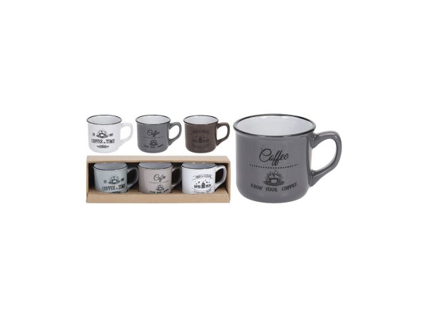 Excellent Houseware - Kaffeetassen-Set, 3-teilig, 330 ml, Sortierte Farben