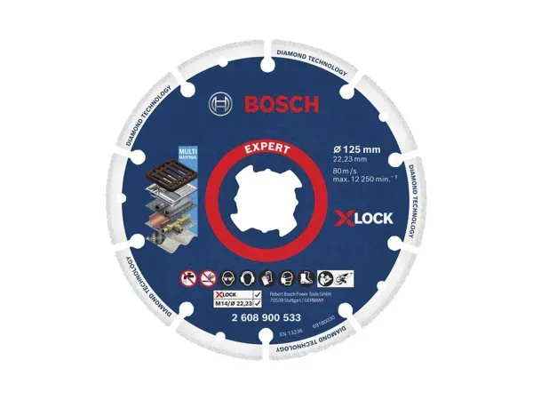 Bosch Accessories 2608900533 X-LOCK Diamanttrennscheibe Durchmesser 125 cm Bohrungs-Ø 22.23 mm Metall 1 St.