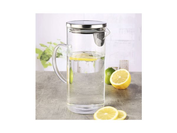 FS-STAR, Unsere Neuheiten, FS-Star Kühlschrank Krug 1.3L aus Glas mit Edelstahldeckel, Produkte & Wohnen