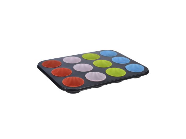FS-STAR, Unsere Neuheiten, FS-Star Muffin-Backform mit Silikonförmchen für 12 Muffins, Produkte & Wohnen