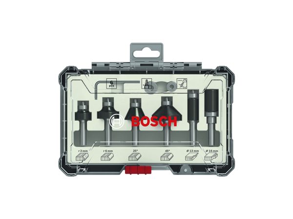 Rand- und Kantenfräser-Set, 8-mm-Schaft, 6-teilig Bosch Accessories 2607017469