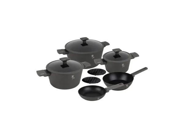 Berlinger, Küchenbedarf, Berlinger Haus 10-teiliges Kochgeschirr-Set matt Anthracite Collection, Produkte & Wohnen