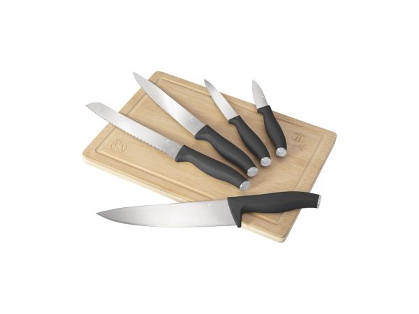 Berlinger Haus - Messerset 6-teiliges  mit Bambus Schneidebrett matt Anthracite Collection, One Size