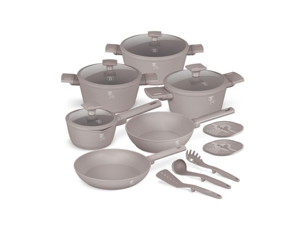 Berlinger, Küchenbedarf, Berlinger Haus 15-teiliges Kochgeschirr-Set matt Taupe Collection, Produkte & Wohnen