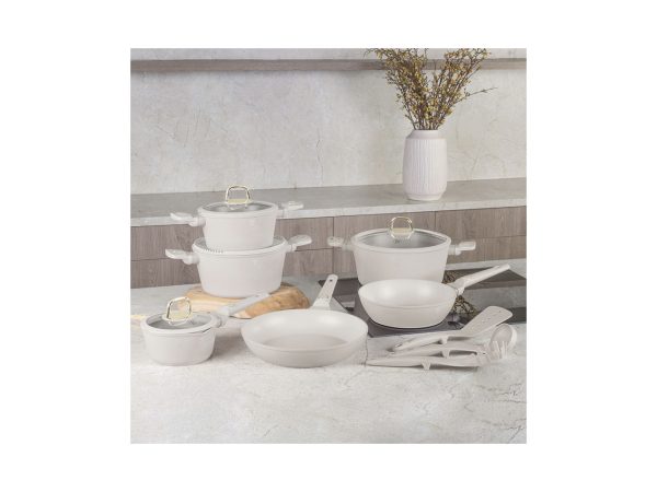 Berlinger, Küchenbedarf, Berlinger Haus 15-teiliges Kochgeschirr-Set matt cream Sahara Collection, Produkte & Wohnen