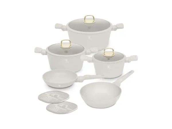 Berlinger, Küchenbedarf, Berlinger Haus 10-teiliges Kochgeschirr-Set matt cream Sahara Collection, Produkte & Wohnen