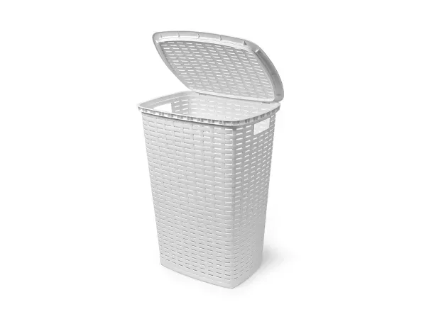 WeberHome, Zubehör Haushalt, WeberHome Wäschebox Flechtoptik 53L weiss, Produkte & Wohnen