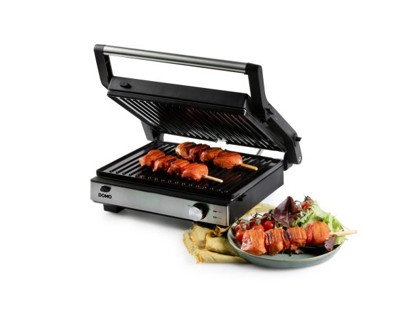 DOMO MULTIFUNKTIONALER KONTAKTGRILL 2-IN-1 Tisch Grill Antihaftbeschichtung, Multifunktion, Kontrollleuchte, stufenloser