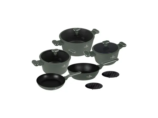 Berlinger, Küchenbedarf, Berlinger Haus 10-teiliges Kochgeschirr-Set Matte Green Collection, Produkte & Wohnen
