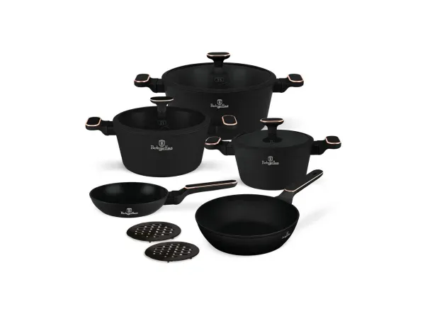 Berlinger, Küchenbedarf, Berlinger Haus 10-teiliges Kochgeschirr-Set Black Rose Collection, Produkte & Wohnen