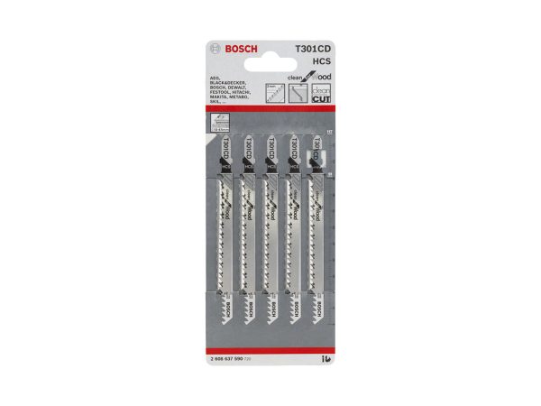 Bosch Accessories 2608637590 Stichsägeblatt T 301 CD Clean for Wood, 5er-Pack 5 St.