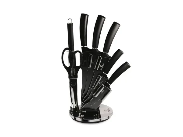 Berlinger, Küchenbedarf, Berlinger Haus 8-teiliges Messerset mit Acryl-Block Black Silver Collection, Produkte & Wohnen