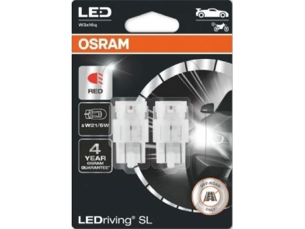 OSRAM, Ersatzleuchtmittel,  LED Retrofit Red 12V W21/5W Doppelblister, AUTO & BIKE, 7515DRP-02B
