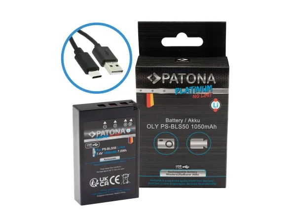 Patona, Akku Li-ION Foto, Patona Platinum USB-C Olympus PS-BLS-50, Produkte & Wohnen