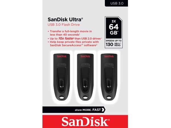 Western Digital -  Ultrastar SanDisk Ultra USB-Stick 64 GB USB Typ-A 3.2 Gen 1 (3.1 Gen 1) Schwarz, 64 GB