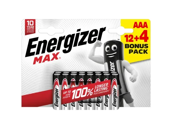 ENERGIZER Batterien Max AAA 1.5V LR03/AM4/E92 Blister 12+4 St&uuml;ck