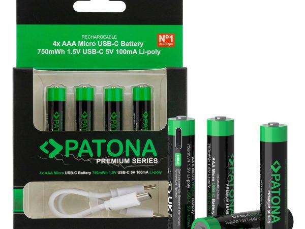 Patona, Akku NiMH Precharged, Patona Premium Akku 4x Micro AAA USB-C, Produkte & Wohnen