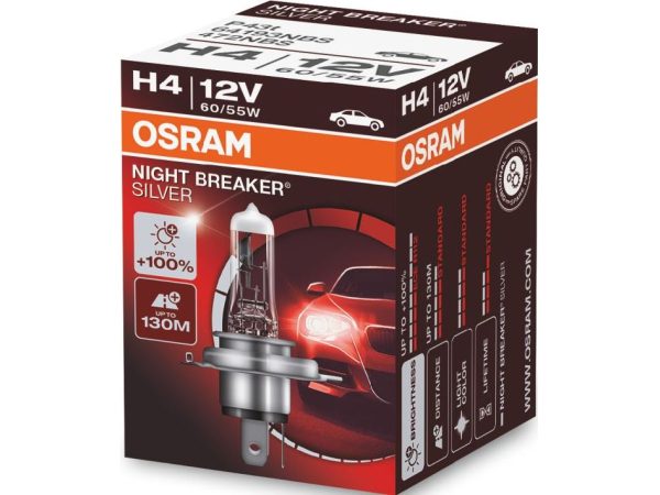 Osram Automotive 64193NBS Halogen Leuchtmittel Night Breaker® Silver H4 60/55 W 12 V