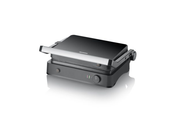 Severin SEVINI Lite KG 2398 Tisch Kontaktgrill stufenloser Temperaturregler Schwarz/Silber